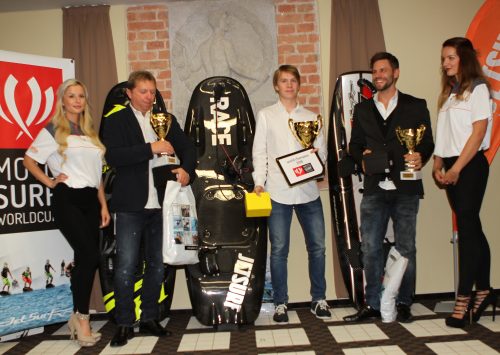 Záhorský and Šacherová collect their WorldCup trophies